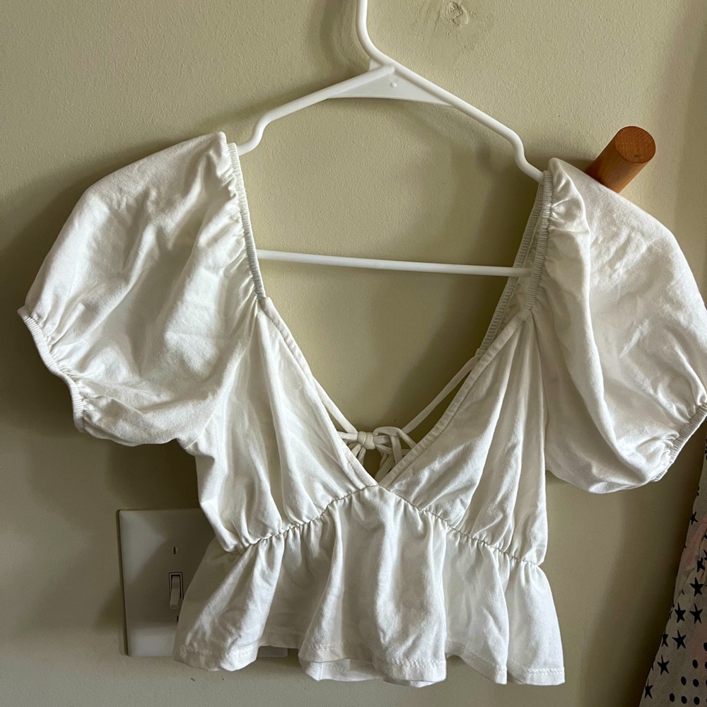 White Puffy Sleeve Top